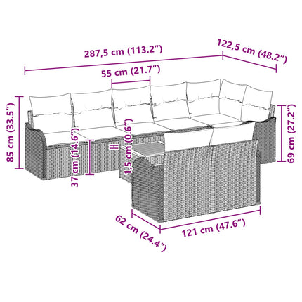 Havesofa Sæt 9 stk. Grå polyrattan