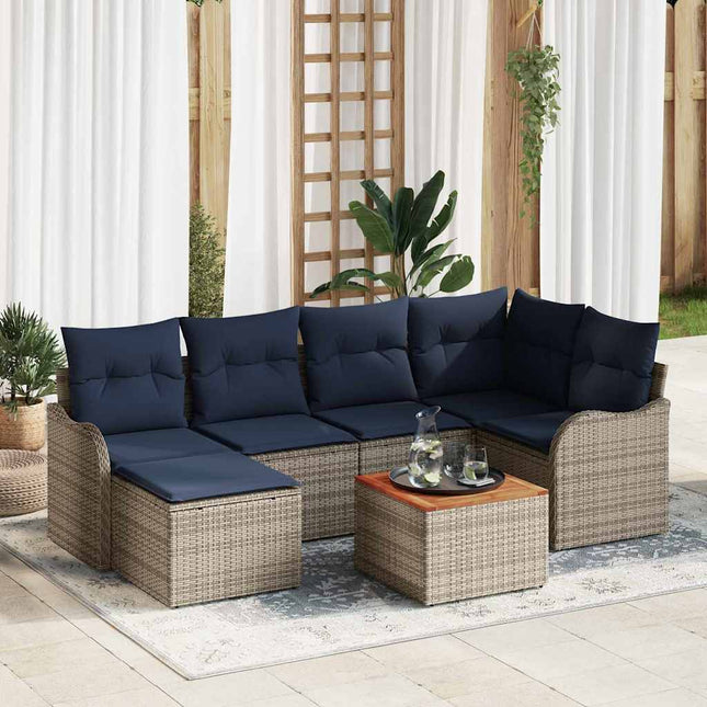 Havesofa Sæt 7 stk. Grå polyrattan