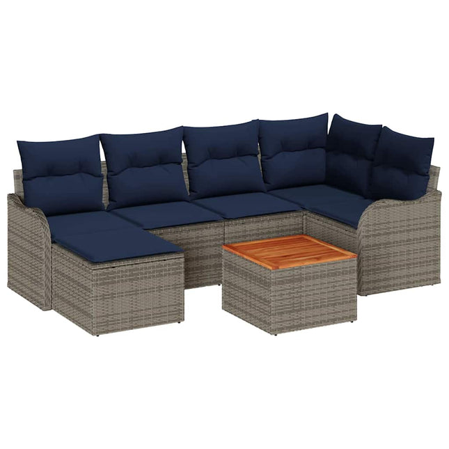 Havesofa Sæt 7 stk. Grå polyrattan