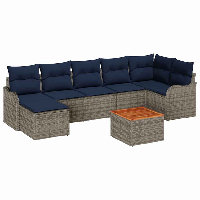 Havesofa Sæt 8 stk. Grå polyrattan