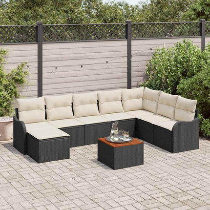 Havesofa Sæt 9 stk. Sort polyrattan