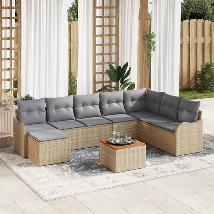 Havesofa Sæt 9 stk. Beige polyrattan