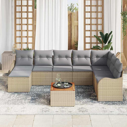 Havesofa Sæt 9 stk. Beige polyrattan