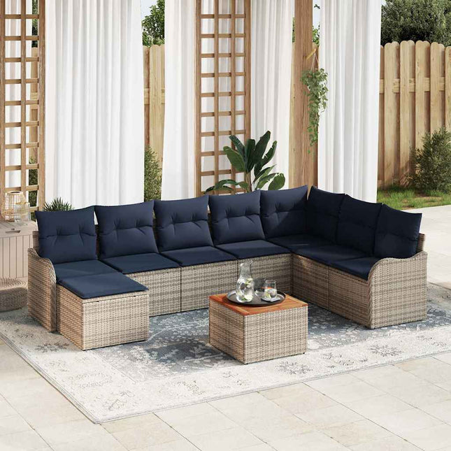 Havesofa Sæt 9 stk. Grå polyrattan