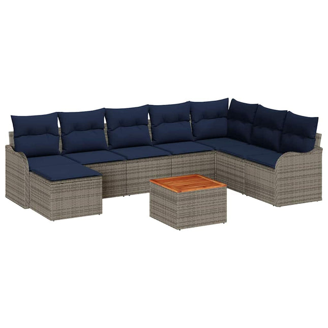 Havesofa Sæt 9 stk. Grå polyrattan