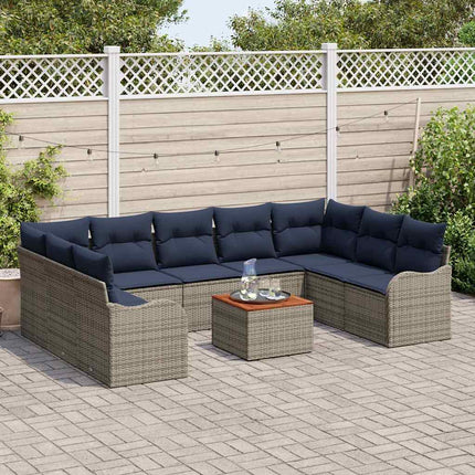 Havesofa Sæt 10 stk. Grå polyrattan
