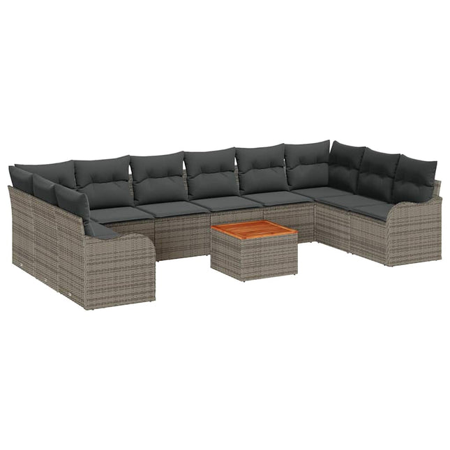 Havesofa Sæt med pude 11 pcs Grå polyrattan