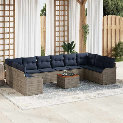 Havesofa Sæt 11 stk. Grå polyrattan