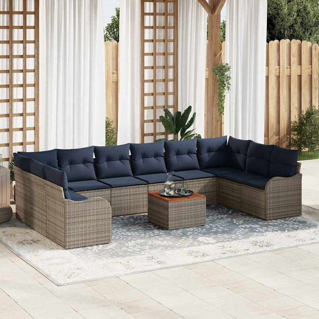 Havesofa Sæt 11 stk. Grå polyrattan