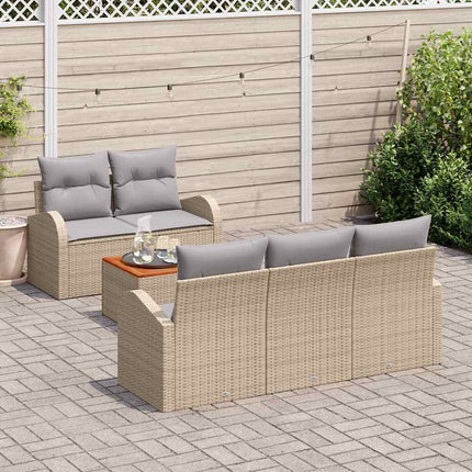 Havesofa Sæt 6 stk. Beige polyrattan