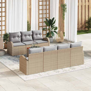 Havesofa Sæt med pude 8 pcs Beige polyrattan