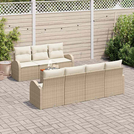 Havesofa Sæt med pude 8 pcs Beige polyrattan