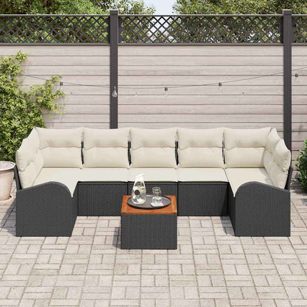 Havesofa Sæt 8 stk. Sort polyrattan
