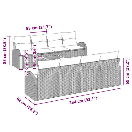 Havesofa Sæt 9 stk. Beige polyrattan