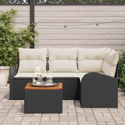 Havesofa Sæt 5 stk. Sort polyrattan