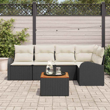 Havesofa Sæt 6 stk. Sort polyrattan