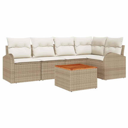 Havesofa Sæt med pude 6 pcs Beige polyrattan