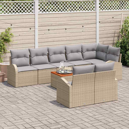 Havesofa Sæt 9 stk. Beige polyrattan