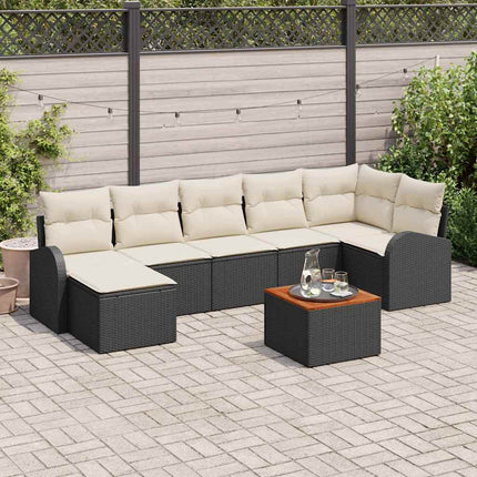 Havesofa Sæt 8 stk. Sort polyrattan