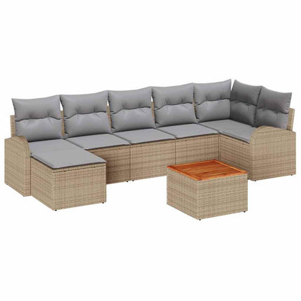 Havesofa Sæt 8 stk. Beige polyrattan