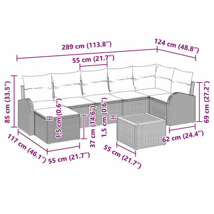 Havesofa Sæt 8 stk. Beige polyrattan