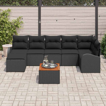 Havesofa Sæt 8 stk. Sort polyrattan