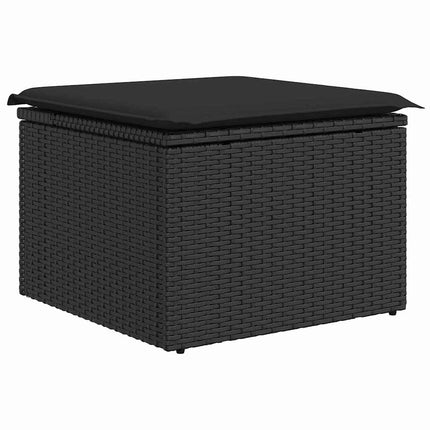 Havesofa Sæt 8 stk. Sort polyrattan