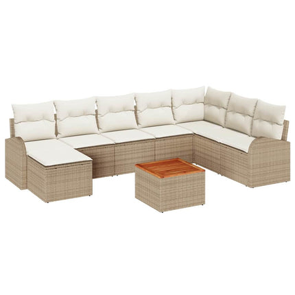 Havesofa Sæt 9 stk. Beige polyrattan