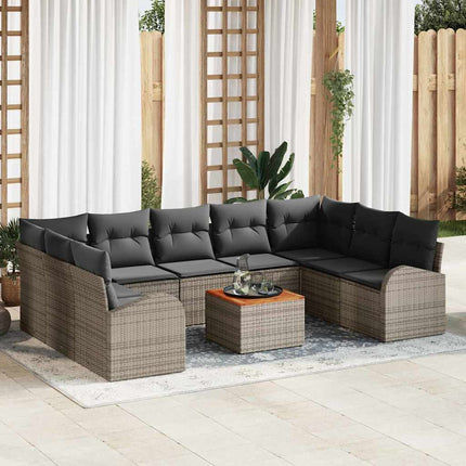 Havesofa Sæt 10 stk. Grå polyrattan