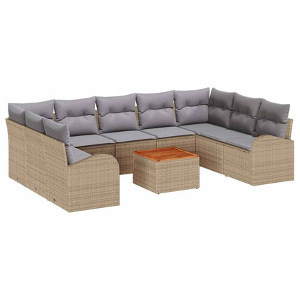 Havesofa Sæt 10 stk. Beige polyrattan