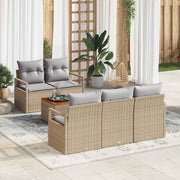 Havesofa Sæt med pude 6 pcs Beige polyrattan