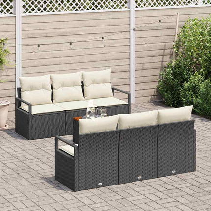 Havesofa Sæt 7 stk. Sort polyrattan
