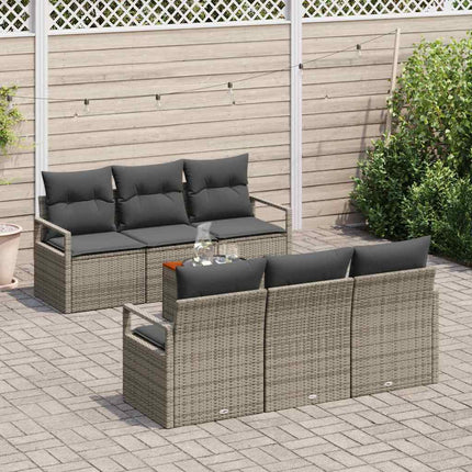 Havesofa Sæt med pude 7 pcs Grå polyrattan