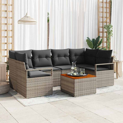Havesofa Sæt 7 stk. Grå polyrattan