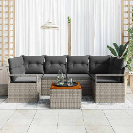Havesofa Sæt 7 stk. Grå polyrattan