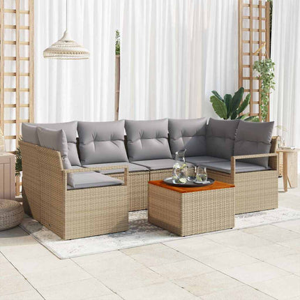 Havesofa Sæt 7 stk. Beige polyrattan