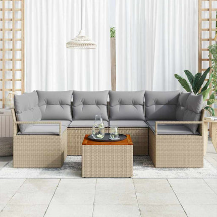 Havesofa Sæt 7 stk. Beige polyrattan