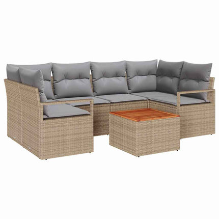 Havesofa Sæt 7 stk. Beige polyrattan