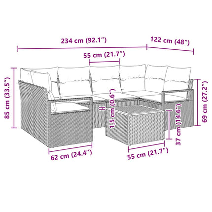Havesofa Sæt 7 stk. Beige polyrattan