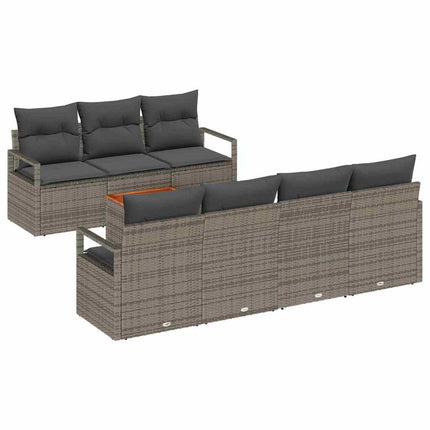 Havesofa Sæt med pude 8 pcs Grå polyrattan