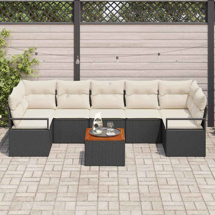 Havesofa Sæt 8 stk. Sort polyrattan