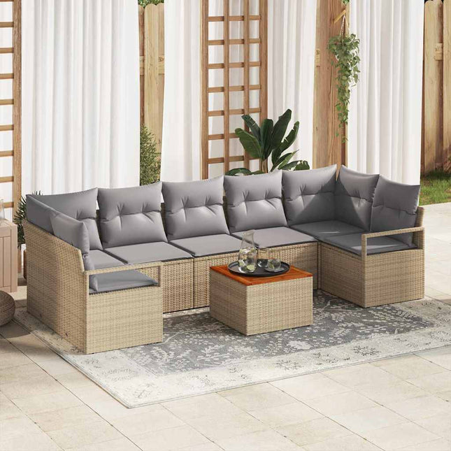 Havesofa Sæt 8 stk. Beige polyrattan