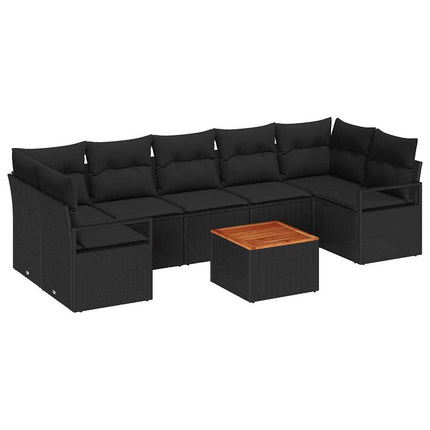 Havesofa Sæt 8 stk. Sort polyrattan