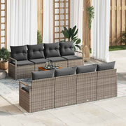 Havesofa Sæt med pude 9 pcs Grå polyrattan