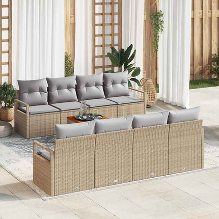Havesofa Sæt 9 stk. Beige polyrattan