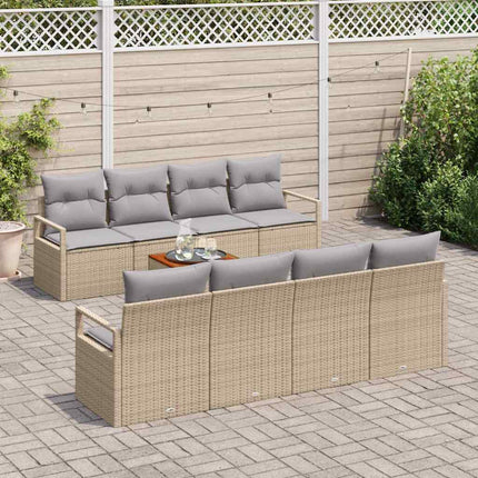 Havesofa Sæt 9 stk. Beige polyrattan