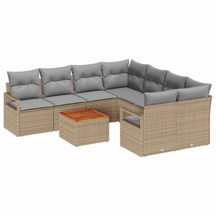 Havesofa Sæt 9 stk. Beige polyrattan