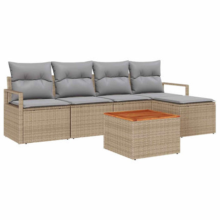 Havesofa Sæt 6 stk. Beige polyrattan