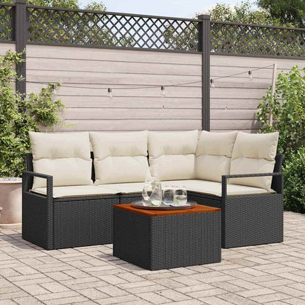 Havesofa Sæt 5 stk. Sort polyrattan
