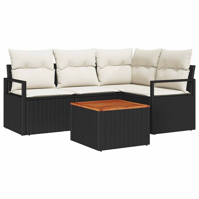 Havesofa Sæt 5 stk. Sort polyrattan